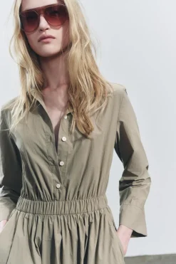 New VESTIDO MIDI CAMISERO ZW COLLECTION Mujer Vestidos