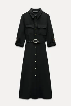 Clearance VESTIDO MIDI CINTURÓN Mujer Vestidos