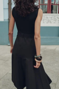 Online VESTIDO MIDI COMBINADO CINTURÓN Mujer Vestidos