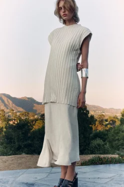 Discount VESTIDO MIDI COMBINADO PLISADO Mujer Vestidos