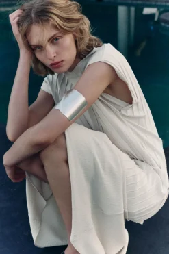 Discount VESTIDO MIDI COMBINADO PLISADO Mujer Vestidos