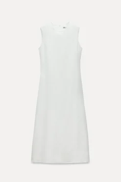 New VESTIDO MIDI CON LINO ZW COLLECTION Mujer Vestidos