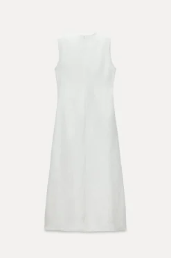 New VESTIDO MIDI CON LINO ZW COLLECTION Mujer Vestidos