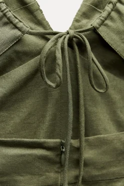 Outlet VESTIDO MIDI CORSETERO CON LINO Mujer Vestidos