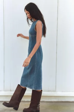 Sale VESTIDO MIDI DENIM TRF Mujer Vestidos