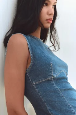 Sale VESTIDO MIDI DENIM TRF Mujer Vestidos