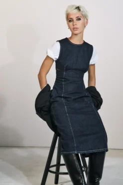 Clearance VESTIDO MIDI DENIM TRF Mujer Vestidos