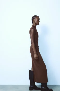 Discount VESTIDO MIDI DRAPEADO Mujer Vestidos