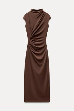 Discount VESTIDO MIDI DRAPEADO Mujer Vestidos