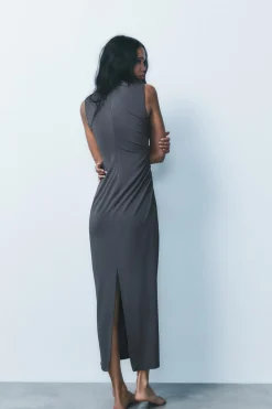 Online VESTIDO MIDI DRAPEADO Mujer Vestidos