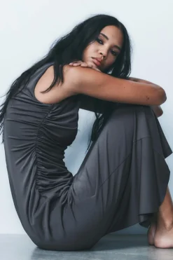 Online VESTIDO MIDI DRAPEADO Mujer Vestidos