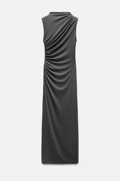 Online VESTIDO MIDI DRAPEADO Mujer Vestidos