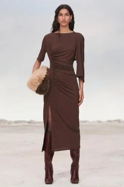 New VESTIDO MIDI DRAPEADO LIMITED EDITION Mujer Vestidos