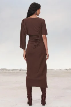 New VESTIDO MIDI DRAPEADO LIMITED EDITION Mujer Vestidos