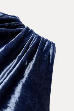 Discount VESTIDO MIDI DRAPEADO TERCIOPELO Mujer Vestidos