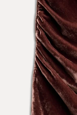 Best VESTIDO MIDI DRAPEADO TIRANTES TERCIOPELO Mujer Vestidos