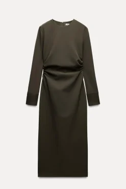 Clearance VESTIDO MIDI DRAPEADO ZW COLLECTION Mujer Vestidos