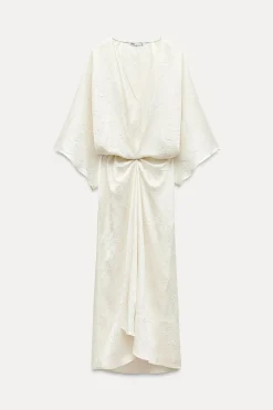 Fashion VESTIDO MIDI EFECTO CRINKLE ZW COLLECTION Mujer Vestidos