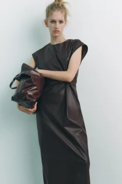 Outlet VESTIDO MIDI EFECTO PIEL Mujer Vestidos