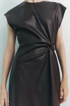 Outlet VESTIDO MIDI EFECTO PIEL Mujer Vestidos