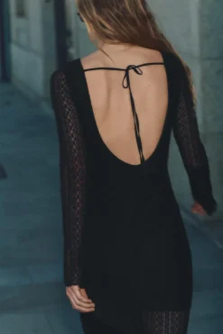 Hot VESTIDO MIDI ENCAJE ESPALDA DESCUBIERTA Mujer Vestidos