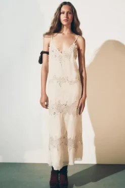 Fashion VESTIDO MIDI ENCAJE ZW COLLECTION Mujer Vestidos