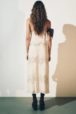 Fashion VESTIDO MIDI ENCAJE ZW COLLECTION Mujer Vestidos