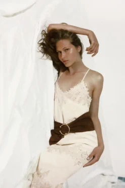 Fashion VESTIDO MIDI ENCAJE ZW COLLECTION Mujer Vestidos