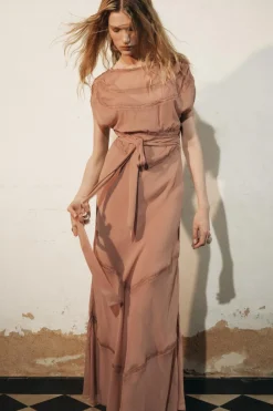 Fashion VESTIDO MIDI ENCAJE ZW COLLECTION Mujer Vestidos