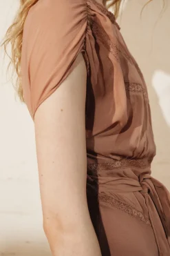 Fashion VESTIDO MIDI ENCAJE ZW COLLECTION Mujer Vestidos