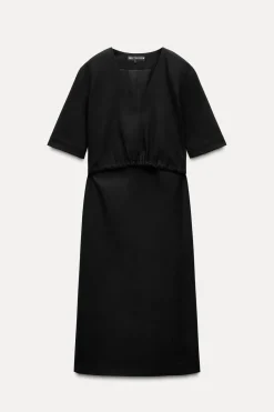 Outlet VESTIDO MIDI ESCOTE PICO ZW COLLECTION Mujer Vestidos