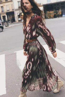 New VESTIDO MIDI ESTAMPADO CINTURÓN Mujer Vestidos