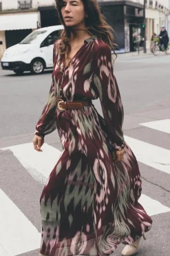 New VESTIDO MIDI ESTAMPADO CINTURÓN Mujer Vestidos