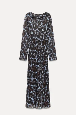 New VESTIDO MIDI ESTAMPADO VOLANTES Mujer Vestidos