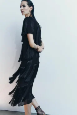 Online VESTIDO MIDI FLECOS ZW COLLECTION Mujer Vestidos