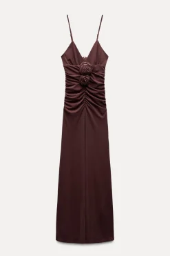 Fashion VESTIDO MIDI FLORES RELIEVE Mujer Vestidos