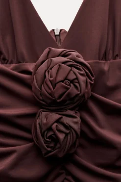 Fashion VESTIDO MIDI FLORES RELIEVE Mujer Vestidos