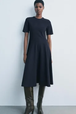 New VESTIDO MIDI GODETS ZW COLLECTION Mujer Vestidos