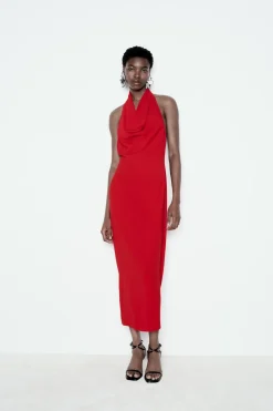 Online VESTIDO MIDI HALTER Mujer Vestidos