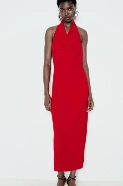 Online VESTIDO MIDI HALTER Mujer Vestidos