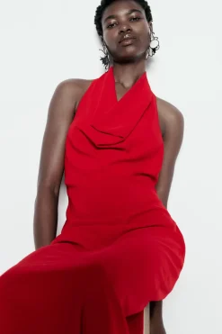 Online VESTIDO MIDI HALTER Mujer Vestidos