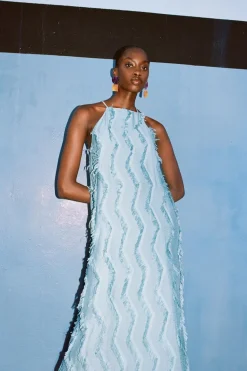 Sale VESTIDO MIDI HALTER FLECOS Mujer Vestidos