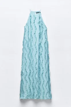 Sale VESTIDO MIDI HALTER FLECOS Mujer Vestidos