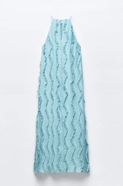 Sale VESTIDO MIDI HALTER FLECOS Mujer Vestidos