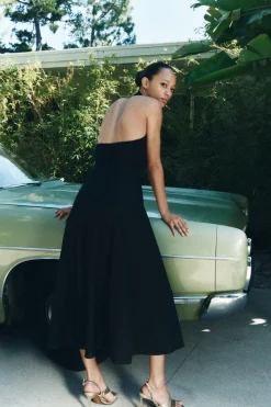 New VESTIDO MIDI HALTER ZW COLLECTION Mujer Vestidos