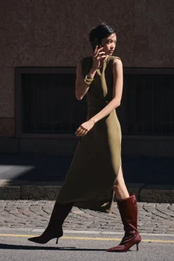 Online VESTIDO MIDI HOMBRERAS Mujer Vestidos