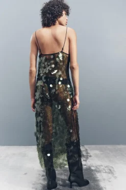 Online VESTIDO MIDI LENTEJUELAS Mujer Vestidos