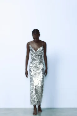 Online VESTIDO MIDI LENTEJUELAS Mujer Vestidos