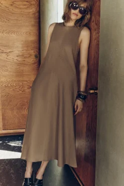 Sale VESTIDO MIDI LINO 100% ZW COLLECTION Mujer Vestidos