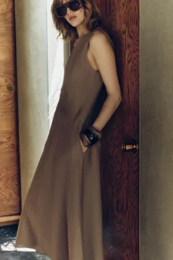 Sale VESTIDO MIDI LINO 100% ZW COLLECTION Mujer Vestidos